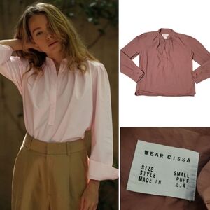 Cissa Puff Shirt Women's Small Cotton Dusty Rose Pink Puffy Shoulders Wear Cisco